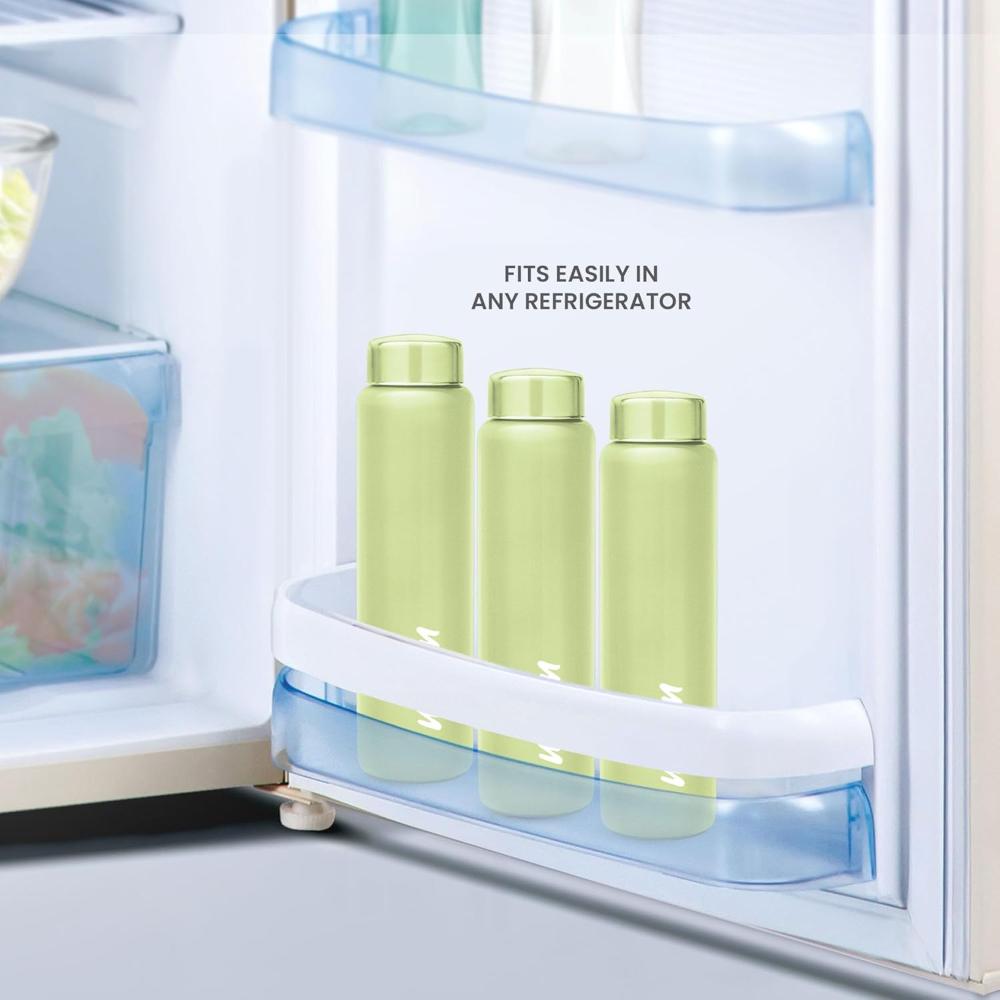 MILTON Aqua 1000 Stainless Steel Water Bottle 950 ml, Single Walled, ISI Certified I Leak Proof Lid, Rust Proof I For School, Office, Gym I Pista Green