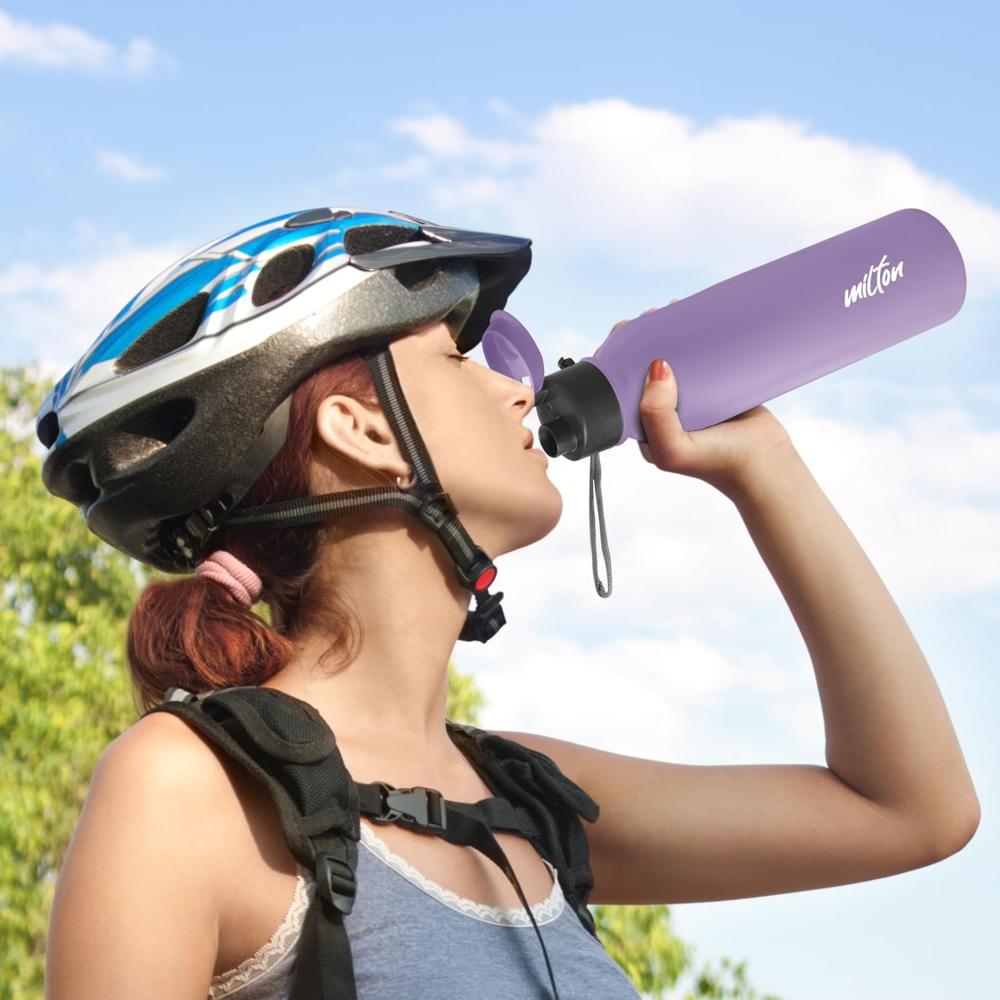 MILTON Caper 1000 Stainless Steel Water Bottle 870 ml, Single Walled, ISI Certified I Leak Proof Lid, Rust Proof I For School, Office, Gym I Purple