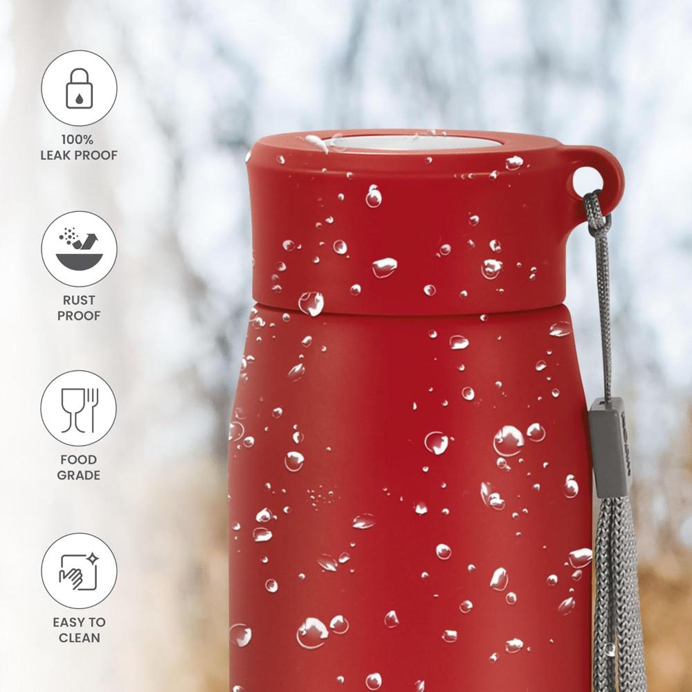 MILTON Handy 650 Stainless Steel Sipper Water Bottle 690 ml, Single Walled, ISI Certified I Leak Proof Lid, Rust Proof I For School, Office, Gym I Red