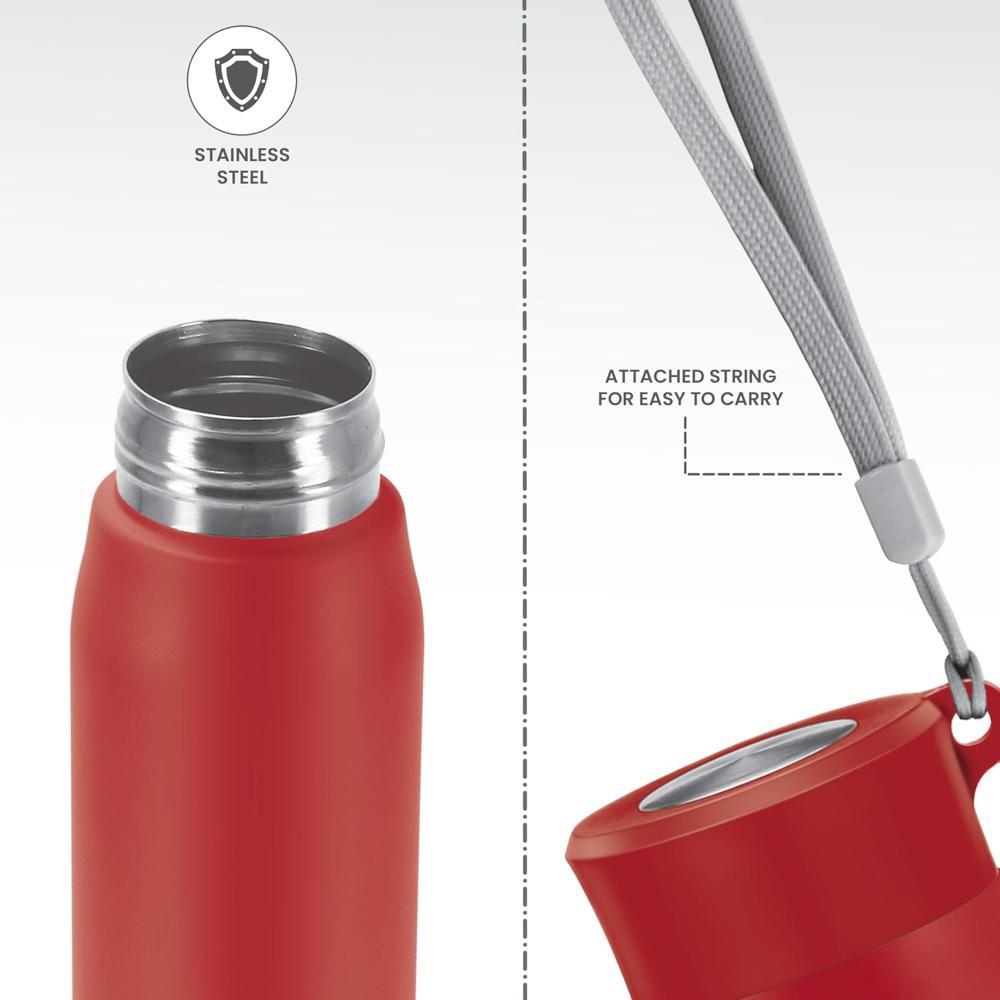 MILTON Handy 650 Stainless Steel Sipper Water Bottle 690 ml, Single Walled, ISI Certified I Leak Proof Lid, Rust Proof I For School, Office, Gym I Red