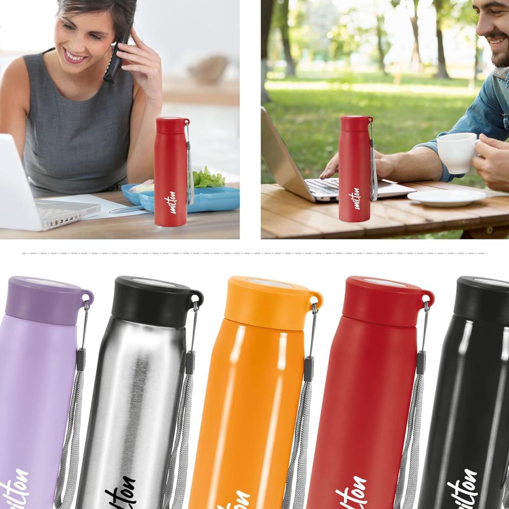 MILTON Handy 650 Stainless Steel Sipper Water Bottle 690 ml, Single Walled, ISI Certified I Leak Proof Lid, Rust Proof I For School, Office, Gym I Red