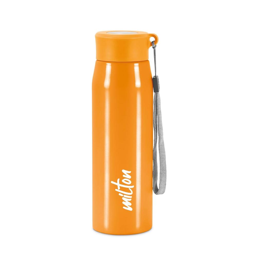 MILTON Handy 650 Stainless Steel Sipper Water Bottle 690 ml, Single Walled, ISI Certified I Leak Proof Lid, Rust Proof I For School, Office, Gym I Orange