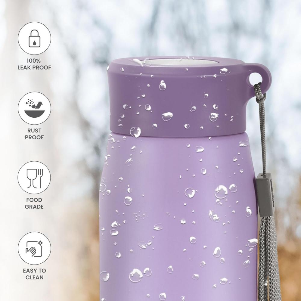 MILTON Handy 650 Stainless Steel Sipper Water Bottle 690 ml, Single Walled, ISI Certified I Leak Proof Lid, Rust Proof I For School, Office, Gym I Purple