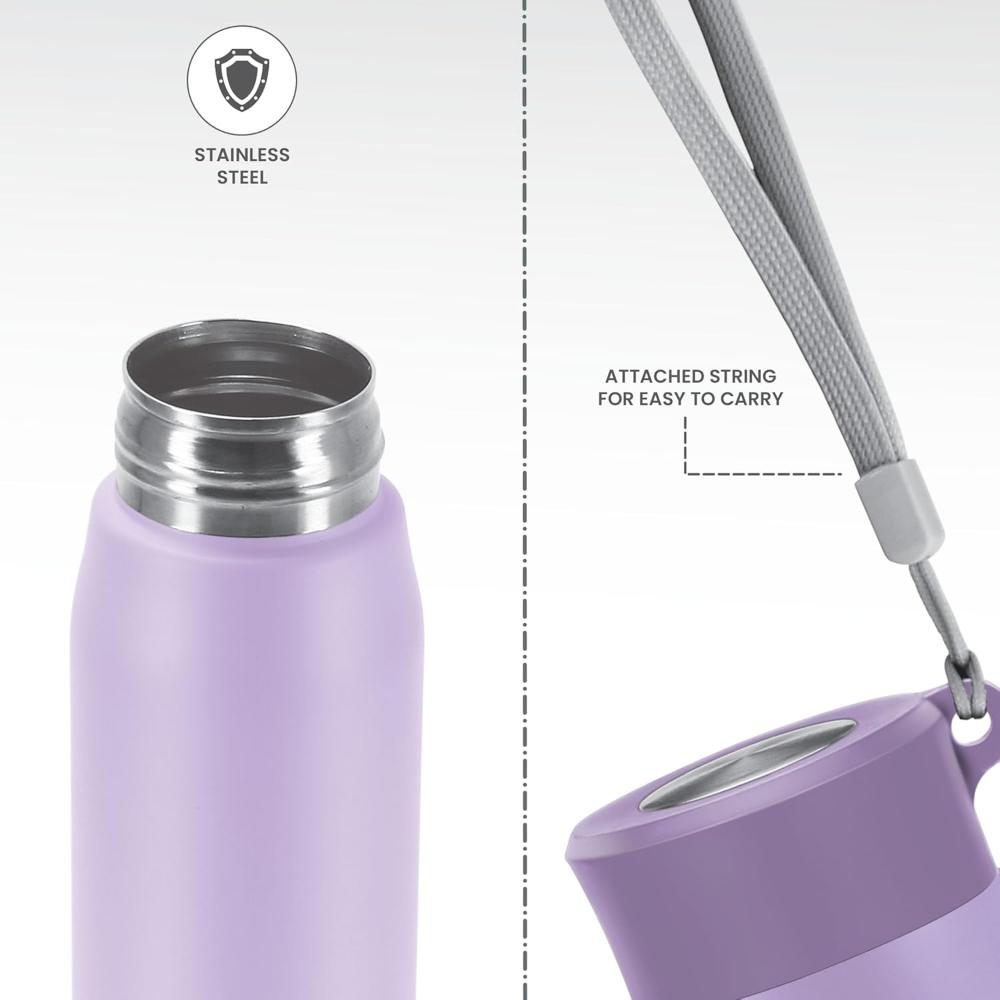 MILTON Handy 650 Stainless Steel Sipper Water Bottle 690 ml, Single Walled, ISI Certified I Leak Proof Lid, Rust Proof I For School, Office, Gym I Purple