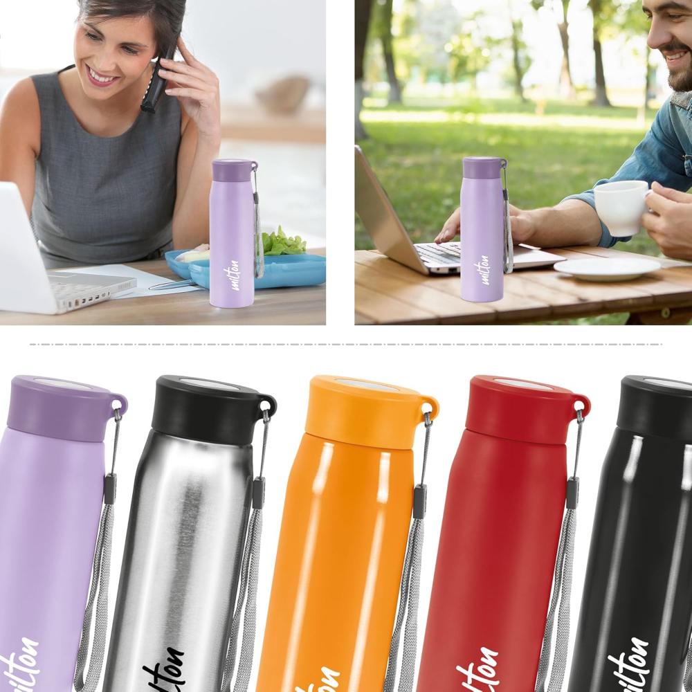 MILTON Handy 650 Stainless Steel Sipper Water Bottle 690 ml, Single Walled, ISI Certified I Leak Proof Lid, Rust Proof I For School, Office, Gym I Purple