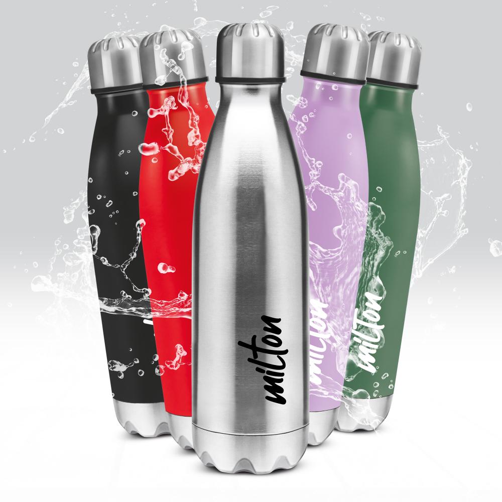 MILTON Shine 1000 Stainless Steel Water Bottle 900 ml, Single Walled, ISI Certified I Leak Proof Lid, Rust Proof I For School, Office, Gym I Military Green