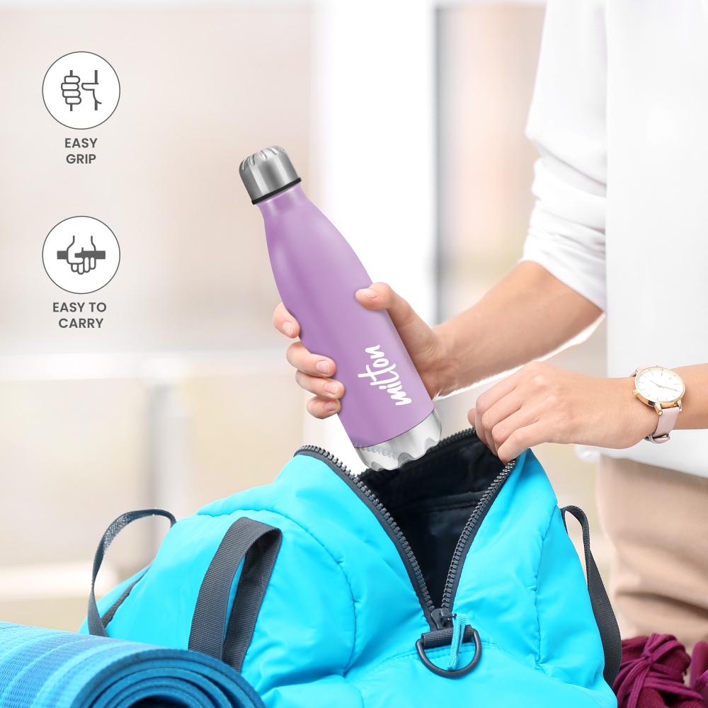 MILTON Shine 1000 Stainless Steel Water Bottle 900 ml, Single Walled, ISI Certified I Leak Proof Lid, Rust Proof I For School, Office, Gym I Purple