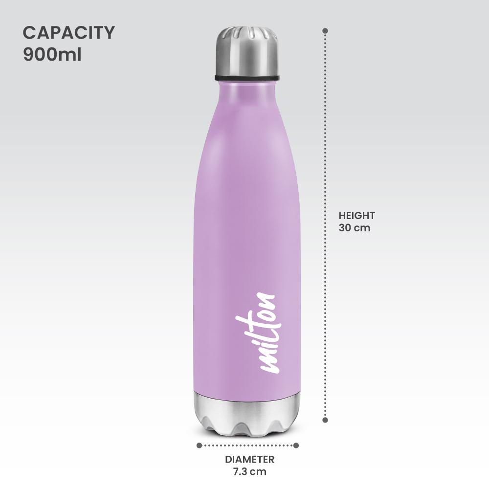 MILTON Shine 1000 Stainless Steel Water Bottle 900 ml, Single Walled, ISI Certified I Leak Proof Lid, Rust Proof I For School, Office, Gym I Purple