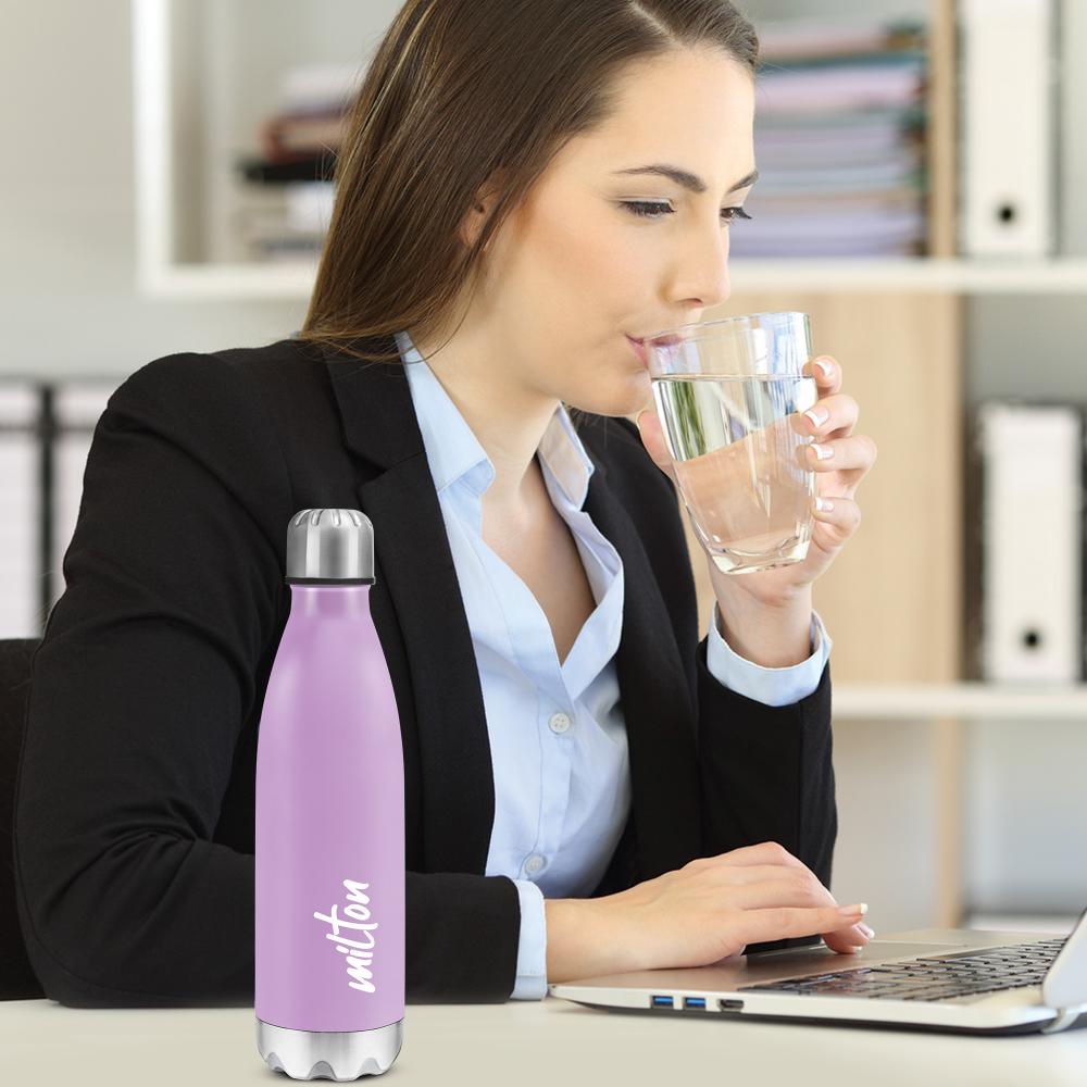MILTON Shine 1000 Stainless Steel Water Bottle 900 ml, Single Walled, ISI Certified I Leak Proof Lid, Rust Proof I For School, Office, Gym I Purple