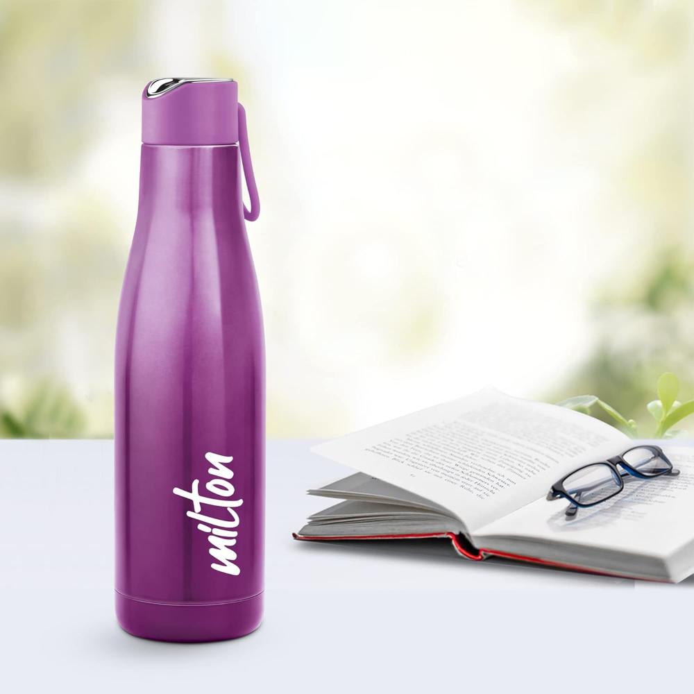 Milton Fame 800 Thermosteel Water Bottle 760 ml, 24 Hr Hot and Cold I Leak Proof Lid, ISI Certified I Vacuum Insulated I for Office, Gym, School I Purple