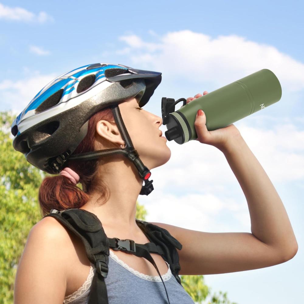 Milton Sparkle 900 Stainless Steel Water Bottle 925 ml with Easy Sip Cap, Military Green