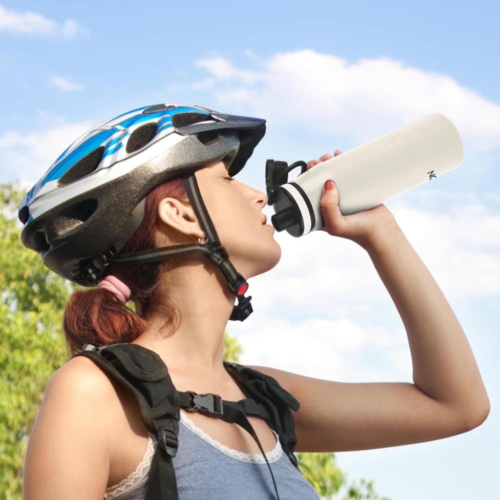 Milton Sparkle 900 Stainless Steel Water Bottle 925 ml with Easy Sip Cap, Ivory