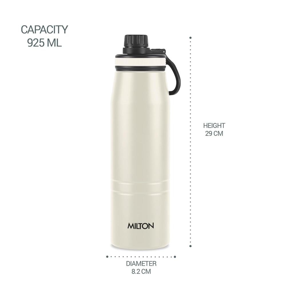 Milton Sparkle 900 Stainless Steel Water Bottle 925 ml with Easy Sip Cap, Ivory