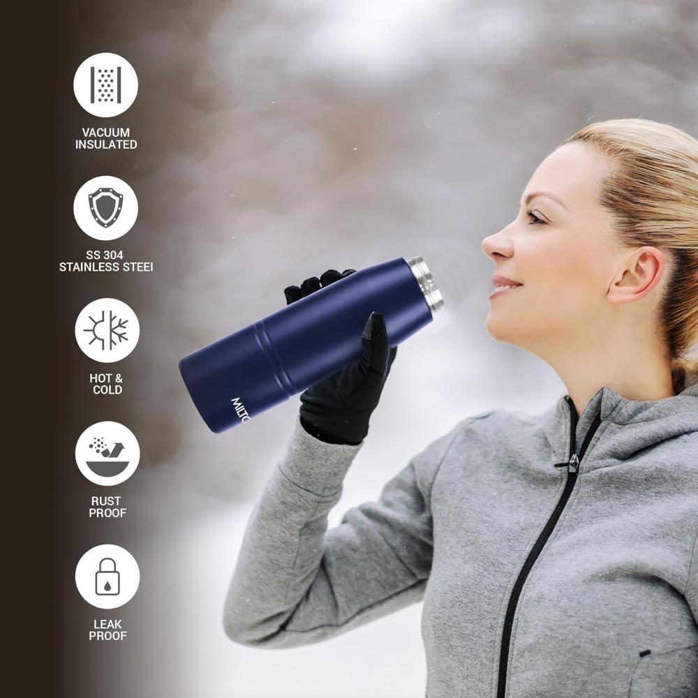 Milton Sparkle 900 Stainless Steel Water Bottle 925 ml with Easy Sip Cap, Blue