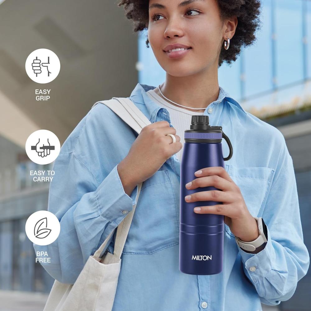 Milton Sparkle 900 Stainless Steel Water Bottle 925 ml with Easy Sip Cap, Blue