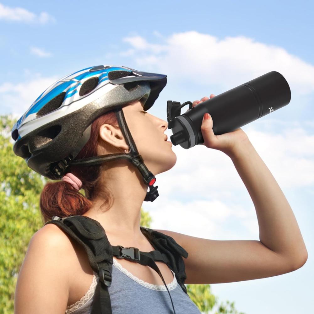 Milton Sparkle 900 Stainless Steel Water Bottle 925 ml with Easy Sip Cap, Black