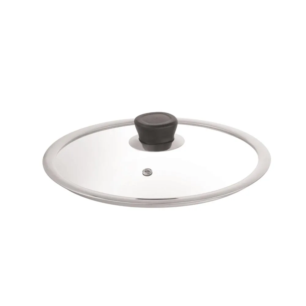 HAZEL 22 cm Toughened Glass Lid with Steel Rim for Honeycomb Cookware