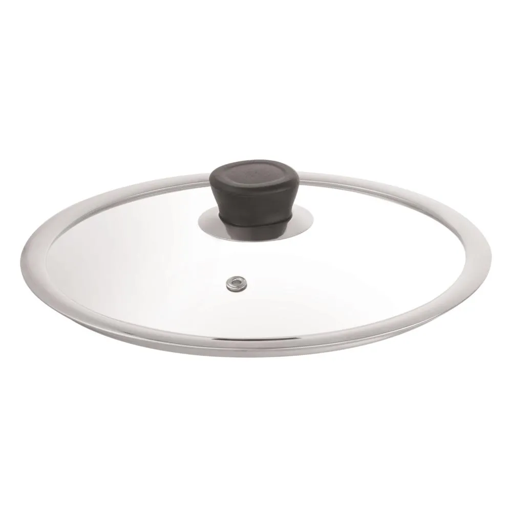 HAZEL 24 cm Toughened Glass Lid with Steel Rim for Honeycomb Cookware