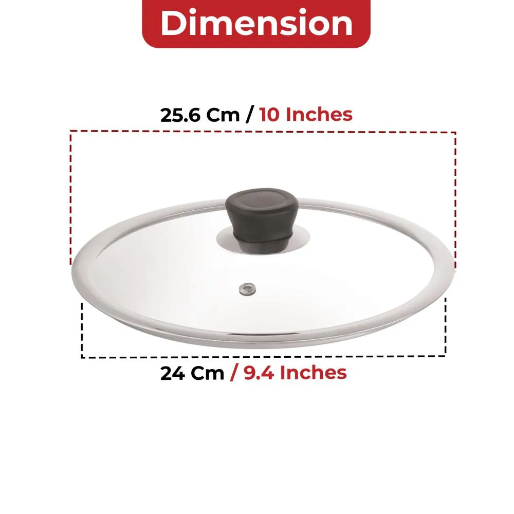 HAZEL 24 cm Toughened Glass Lid with Steel Rim for Honeycomb Cookware
