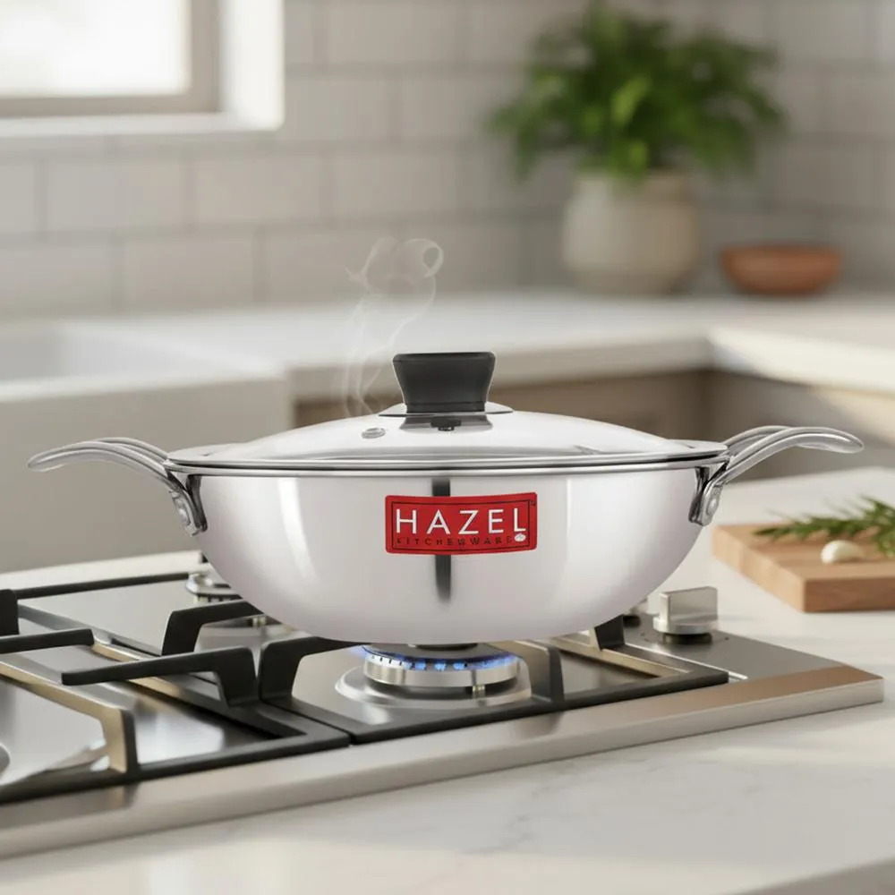 HAZEL 24 cm Toughened Glass Lid with Steel Rim for Honeycomb Cookware