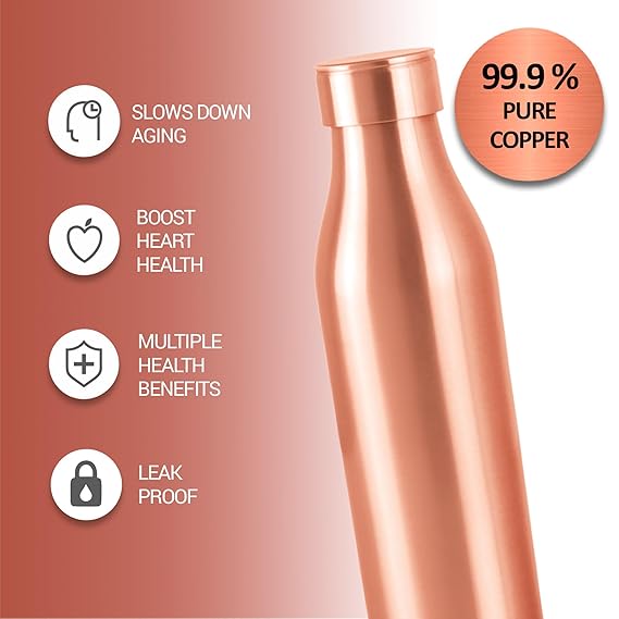 Milton Copper Charge 1000 Water Bottle, 850 ml, Set of 1, Copper