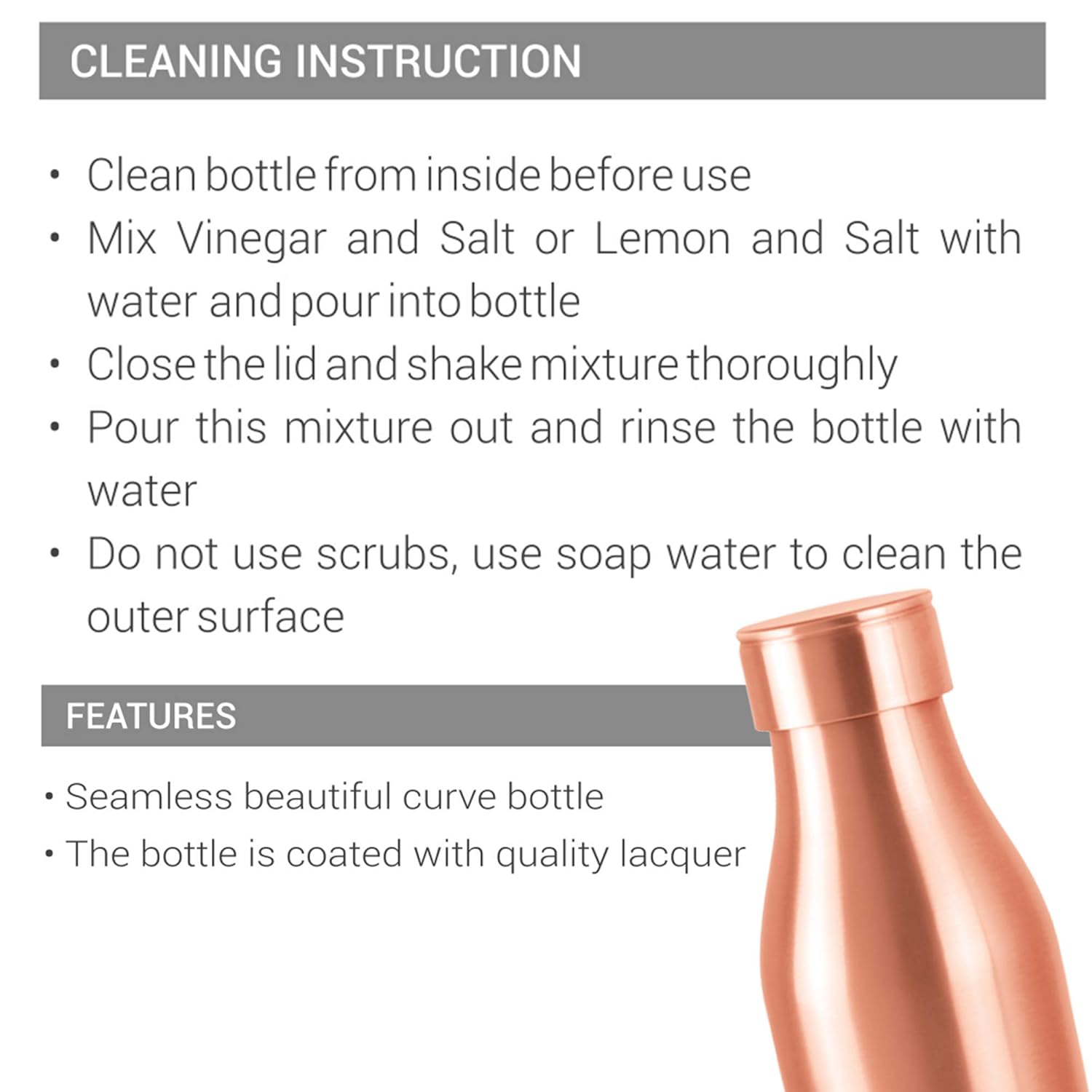 Milton Copper Charge 1000 Water Bottle, 850 ml, Set of 1, Copper