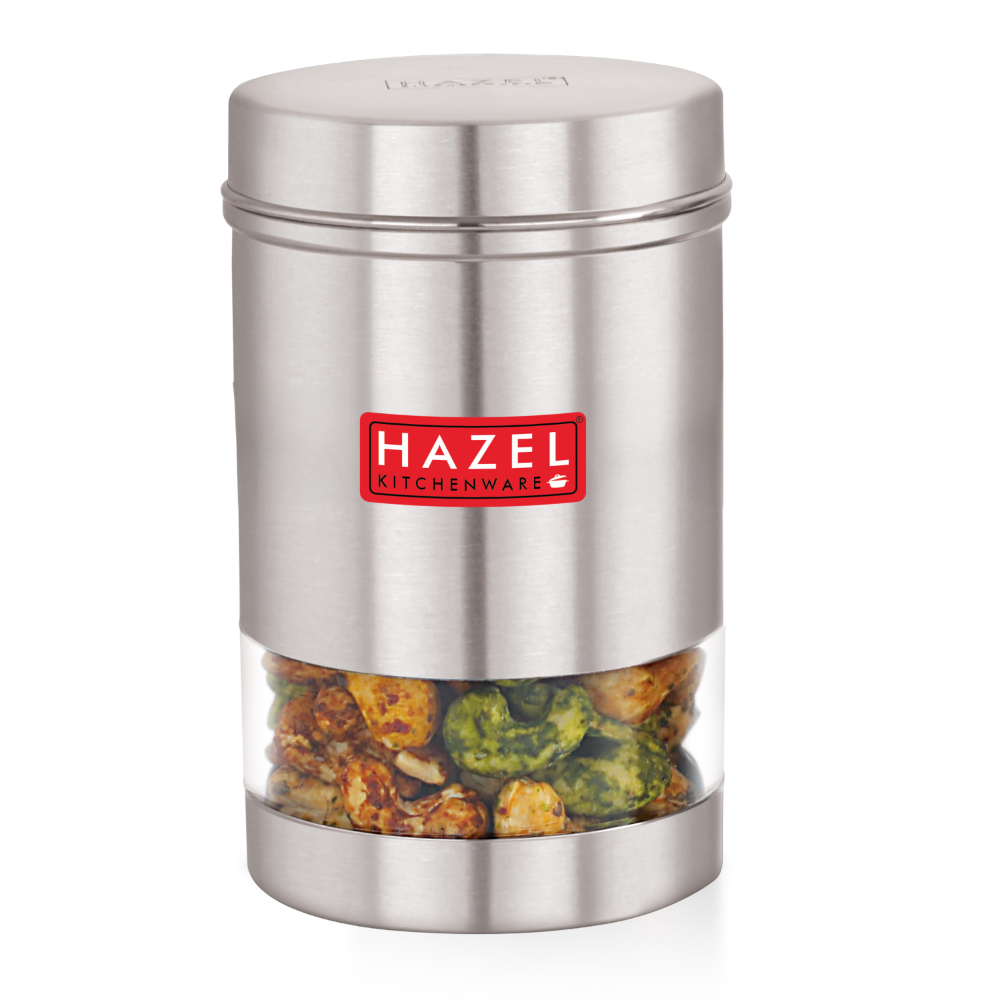 HAZEL Stainless Steel Kitchen Container | Transparent Kitchen Container Set with Matt Finish | Multipurpose Container for Kitchen Storage | 1 Pc, 1700 ml