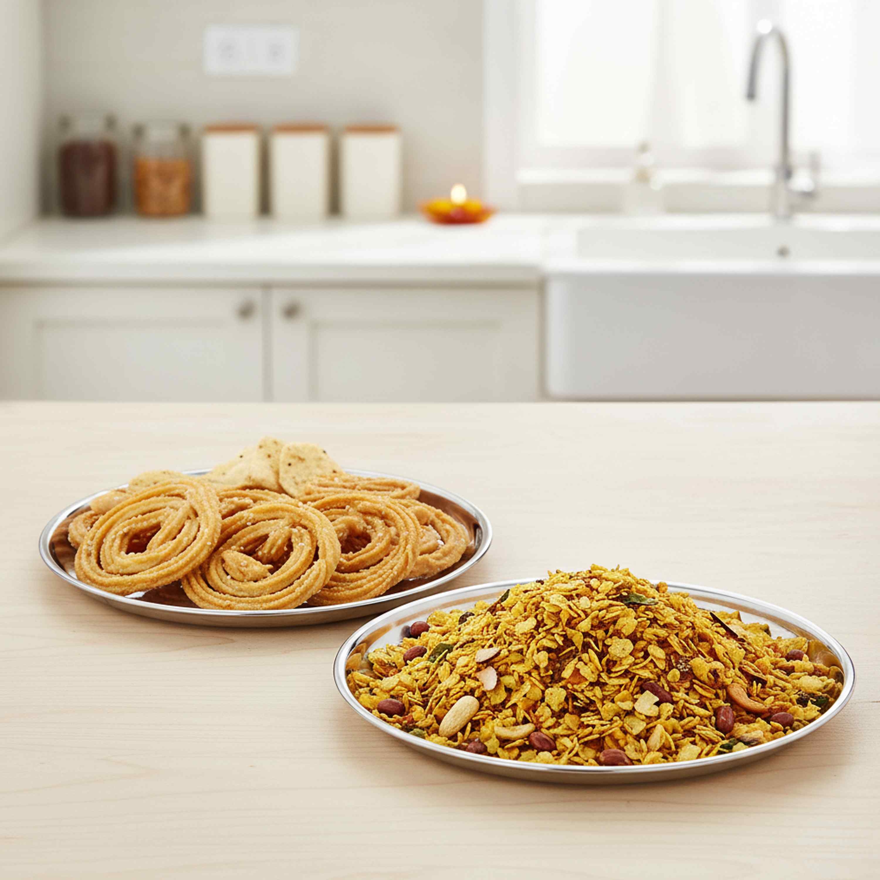 HAZEL Stainless Steel Thali Plates With Mirror Finish | Serveware Tableware Snacks Plates Set for Kitchen Storage Friendly | Steel Kids plate with Glossy finish | Serving Plate Set of 2, 18.5 cm