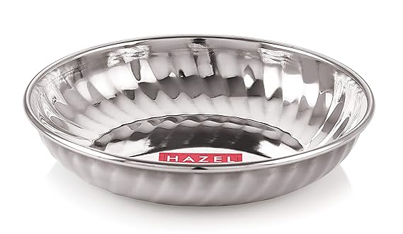 HAZEL Stainless Steel Serving Sweet Dish Dessert Plate, Set of 12, 200 ML Each, Silver