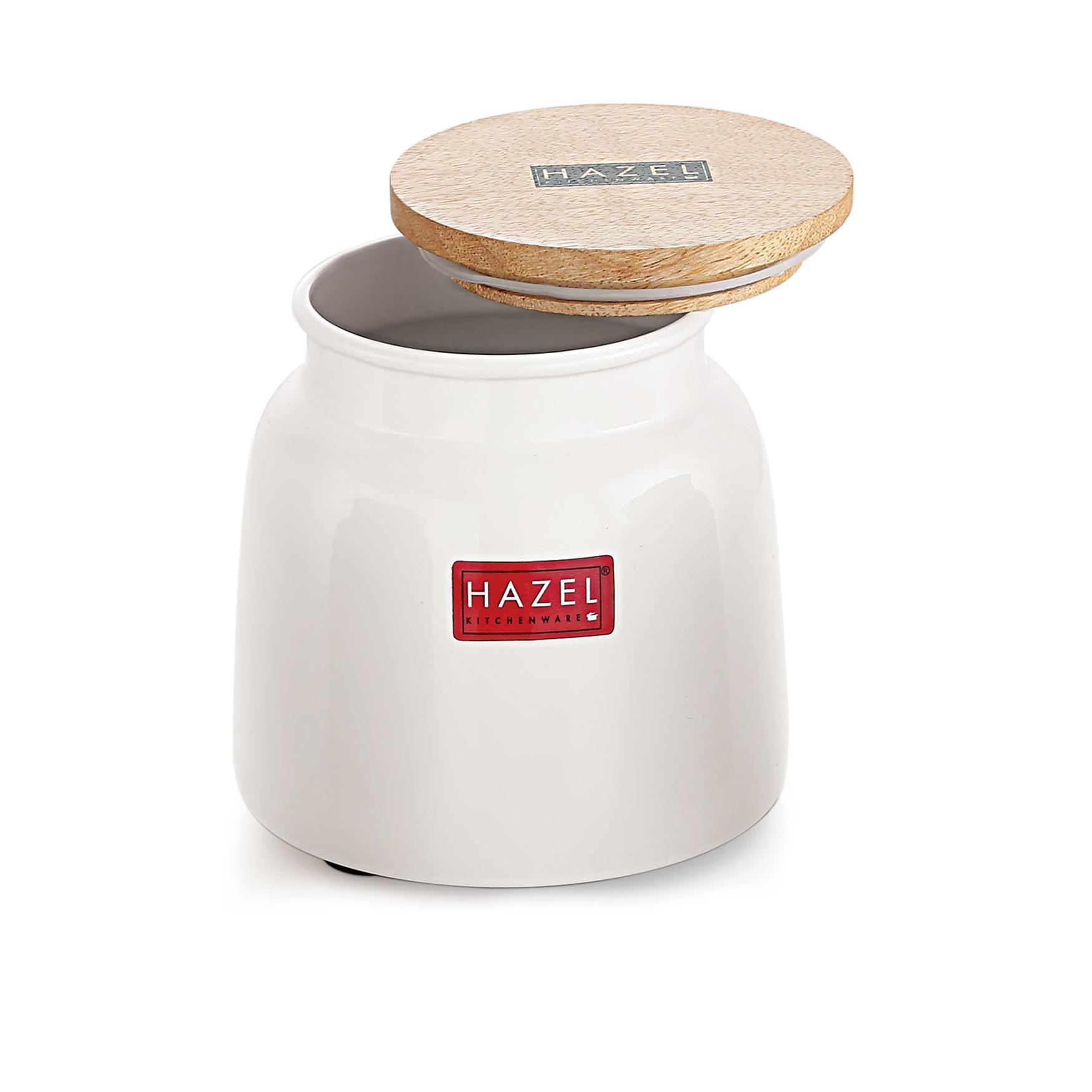 HAZEL Storage Container for Kitchen | Air Tight Container for Storage with Lid, White, 750 ML