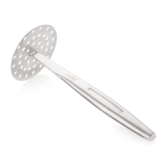 HAZEL Steel Vegetable and Pav Bhaji Smasher Masher 22.5 cm X 9.5 cm, Silver