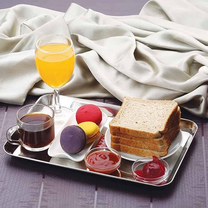 HAZEL Stainless Steel Serivng Tray with Mirror Finish | Serving Platters for Kitchen