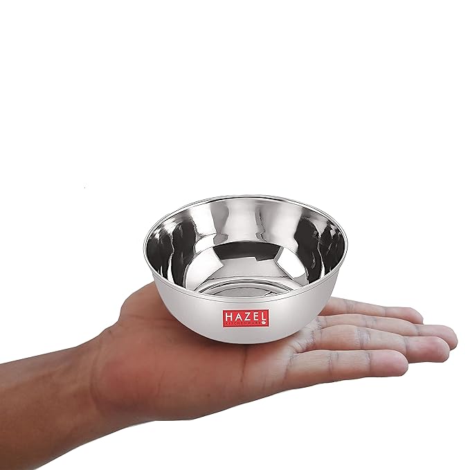 HAZEL Stainless Steel Bowl Vati | Steel Bowl Set For Kitchen | Dinner Bowl Katori Serving Wati, 200 ML, Set of 4