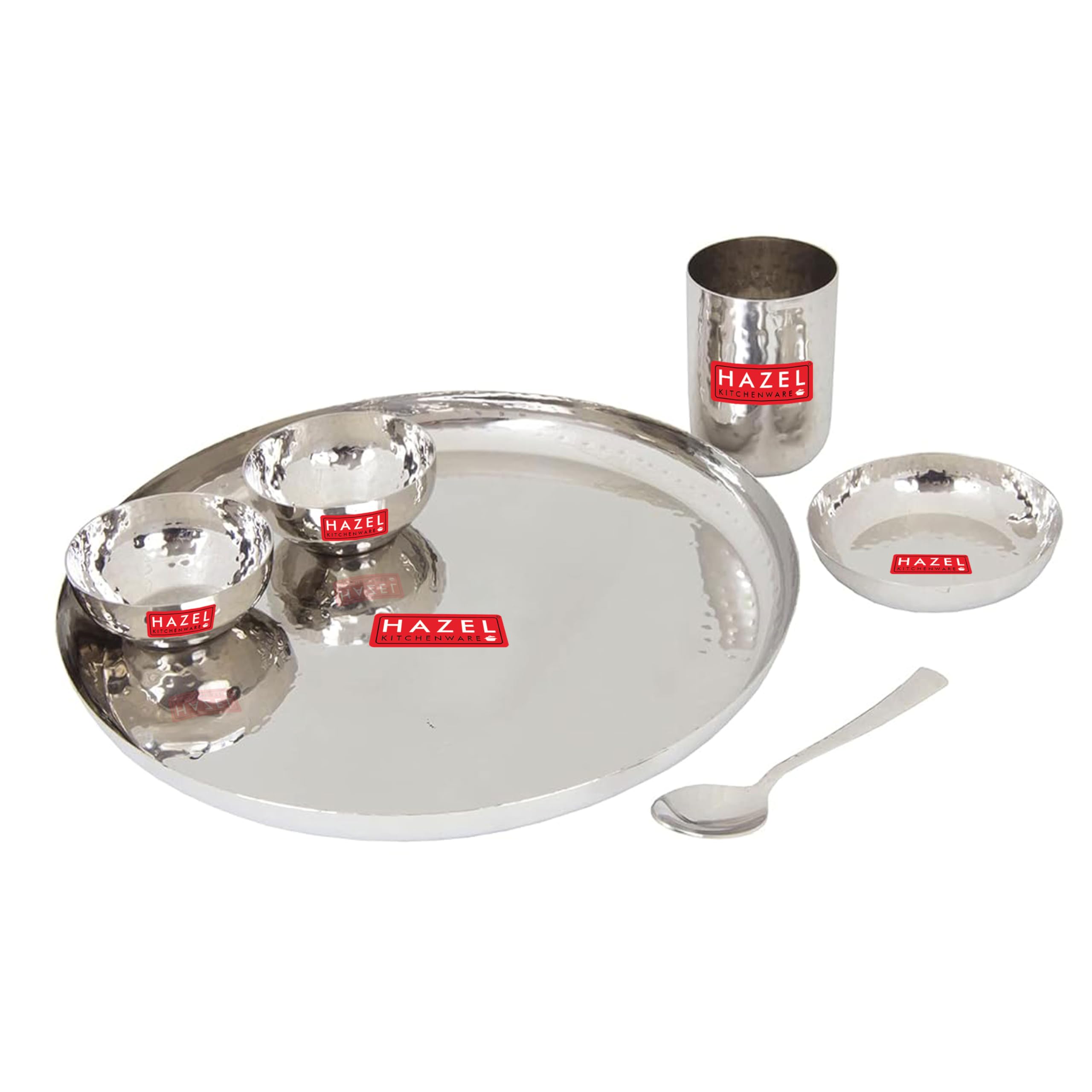 HAZEL 6 Pc Hammered Stainless Steel Dinner Set Premium Quality