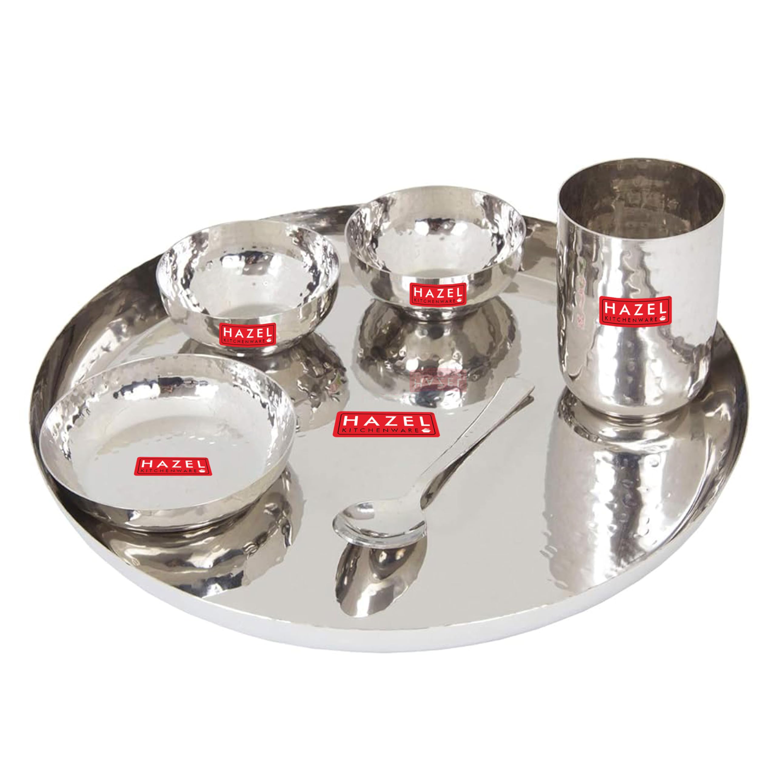 HAZEL 6 Pc Hammered Stainless Steel Dinner Set Premium Quality