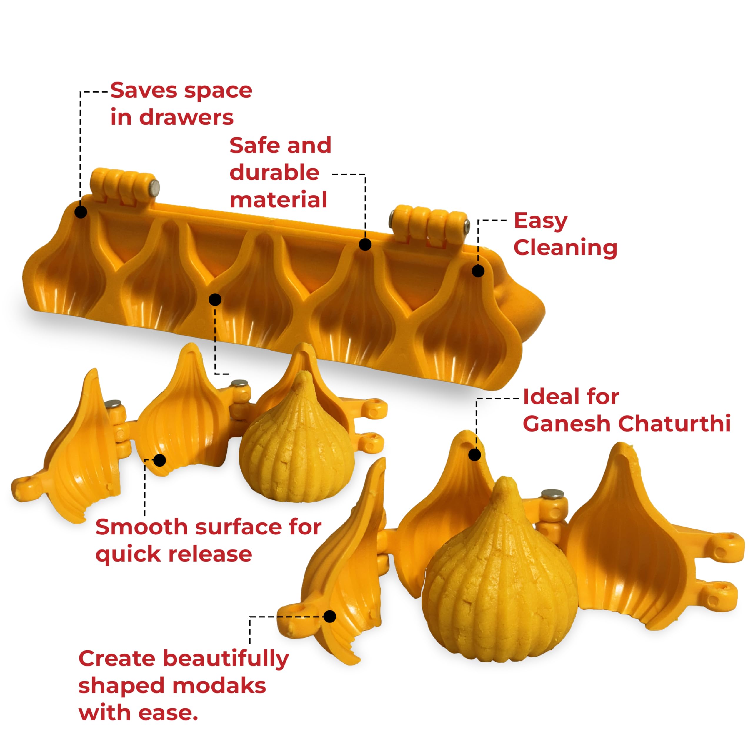 DS Ganpati Modak Sweet Mithai Chocolate Sancha Mould Combo with Strip Mould, Plastic