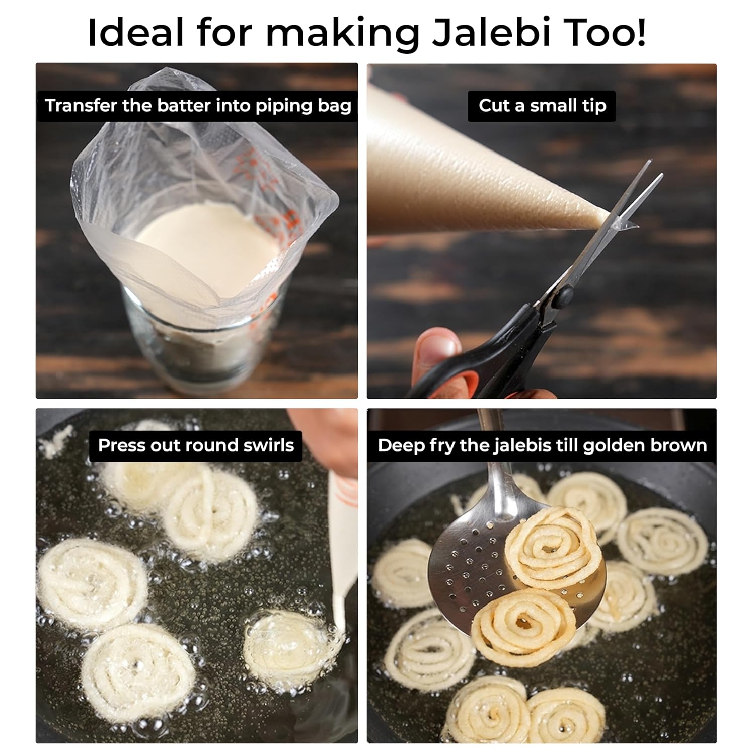 HAZEL Disposable Piping Bags 100 Pcs with 3 Nozzles â€“ Round, Star & Ruffles Nozzle Set, Reusable Piping Bags