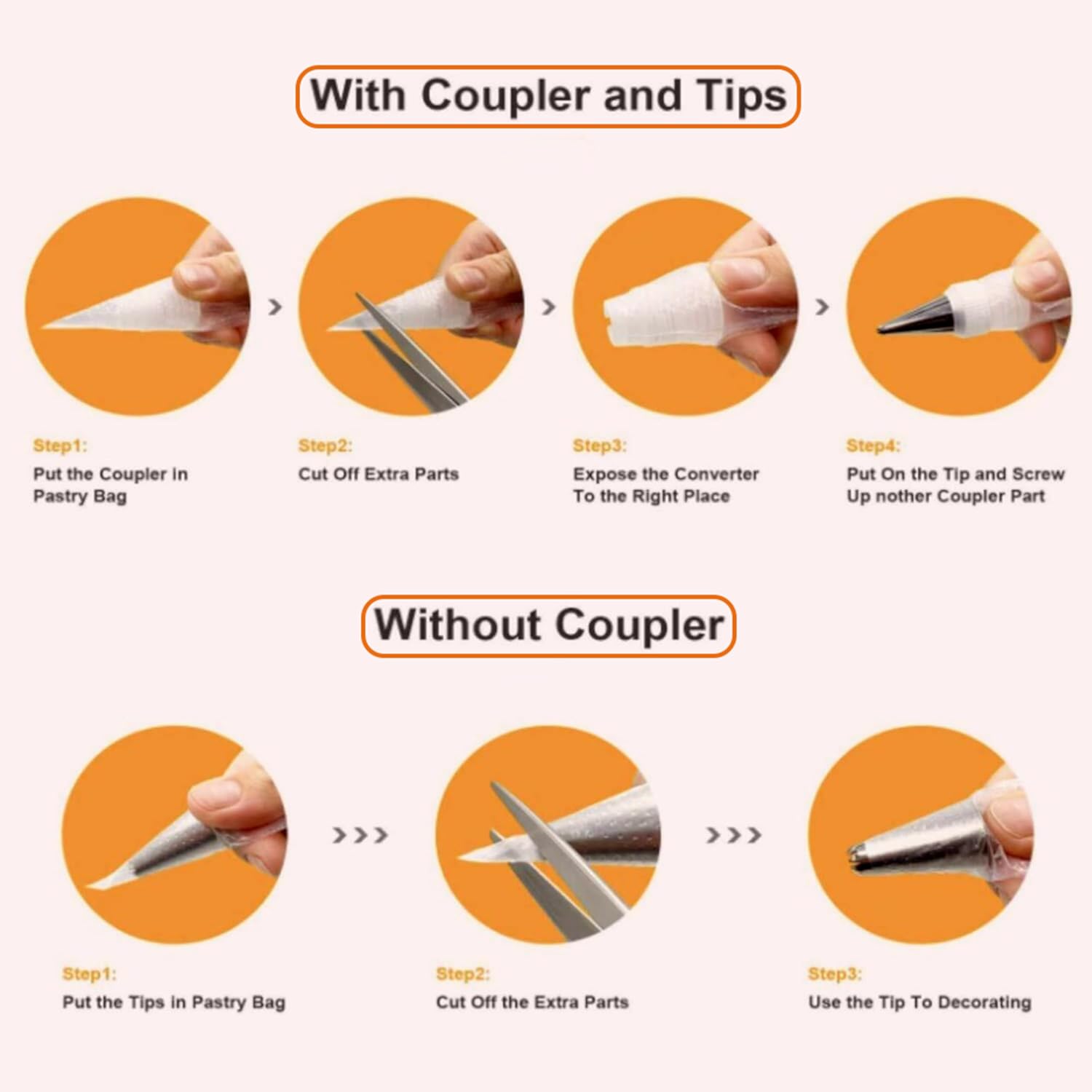 HAZEL Disposable Piping Bags 100 Pcs with 3 Nozzles â€“ Round, Star & Ruffles Nozzle Set, Reusable Piping Bags