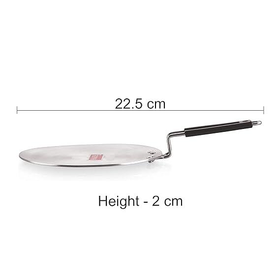 HAZEL Aluminium Tawa for Roti | Hard-Wearing Aluminium Cookware, 22.5 cm | Chapati Tawa for Kitchen with Riveted Handle | Silver Aluminium Tawa with an Ergonomic Design
