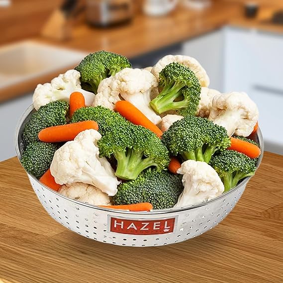 HAZEL Stainless Steel Multipurpose Food & Vegetable Strainer, 1 Pc, Dia 25 cm