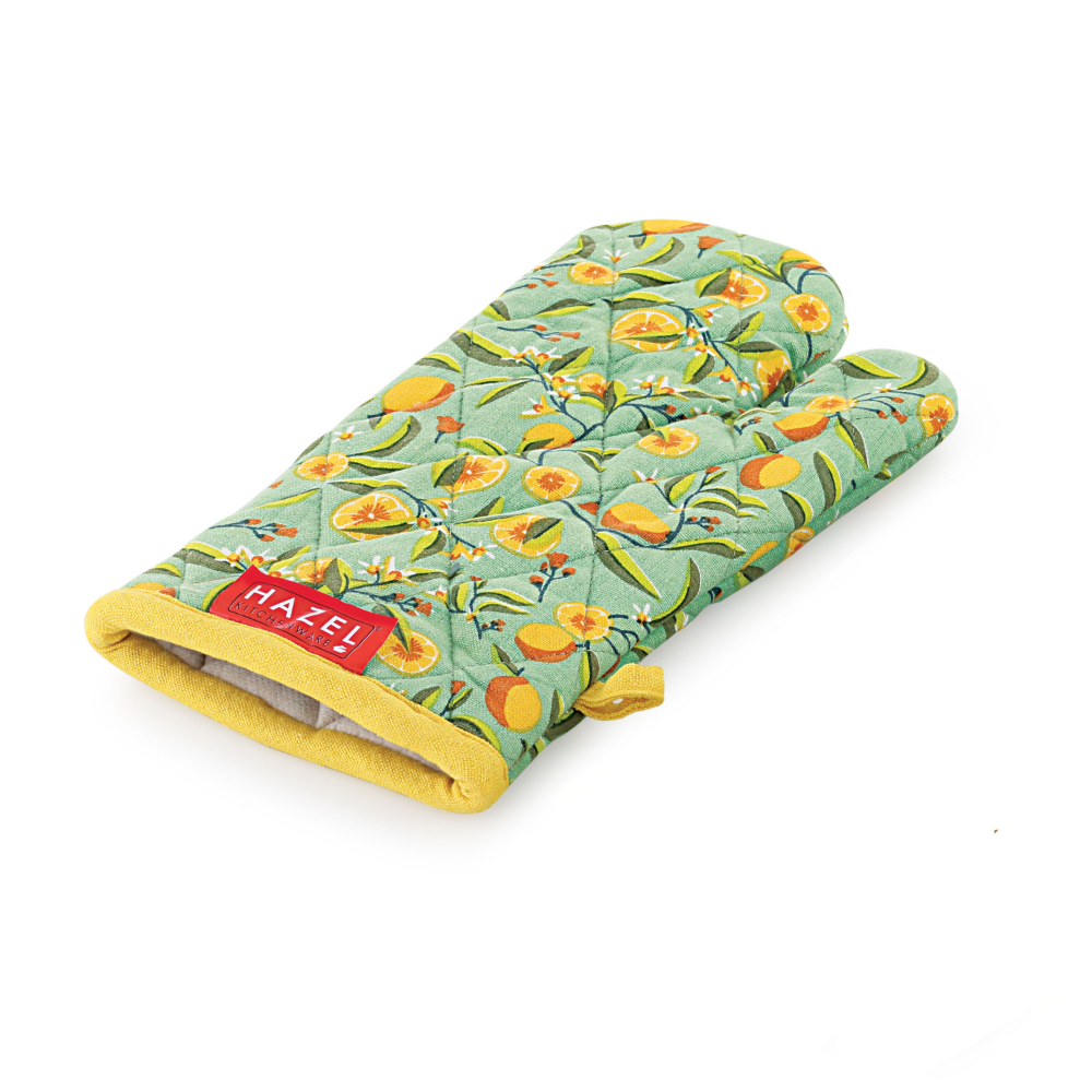 HAZEL Cotton Mitten Gloves for Kitchen | Heat Resistant Microwave & Oven Gloves | Baking, Cooking, Anti-Hot Protection - Set of 1