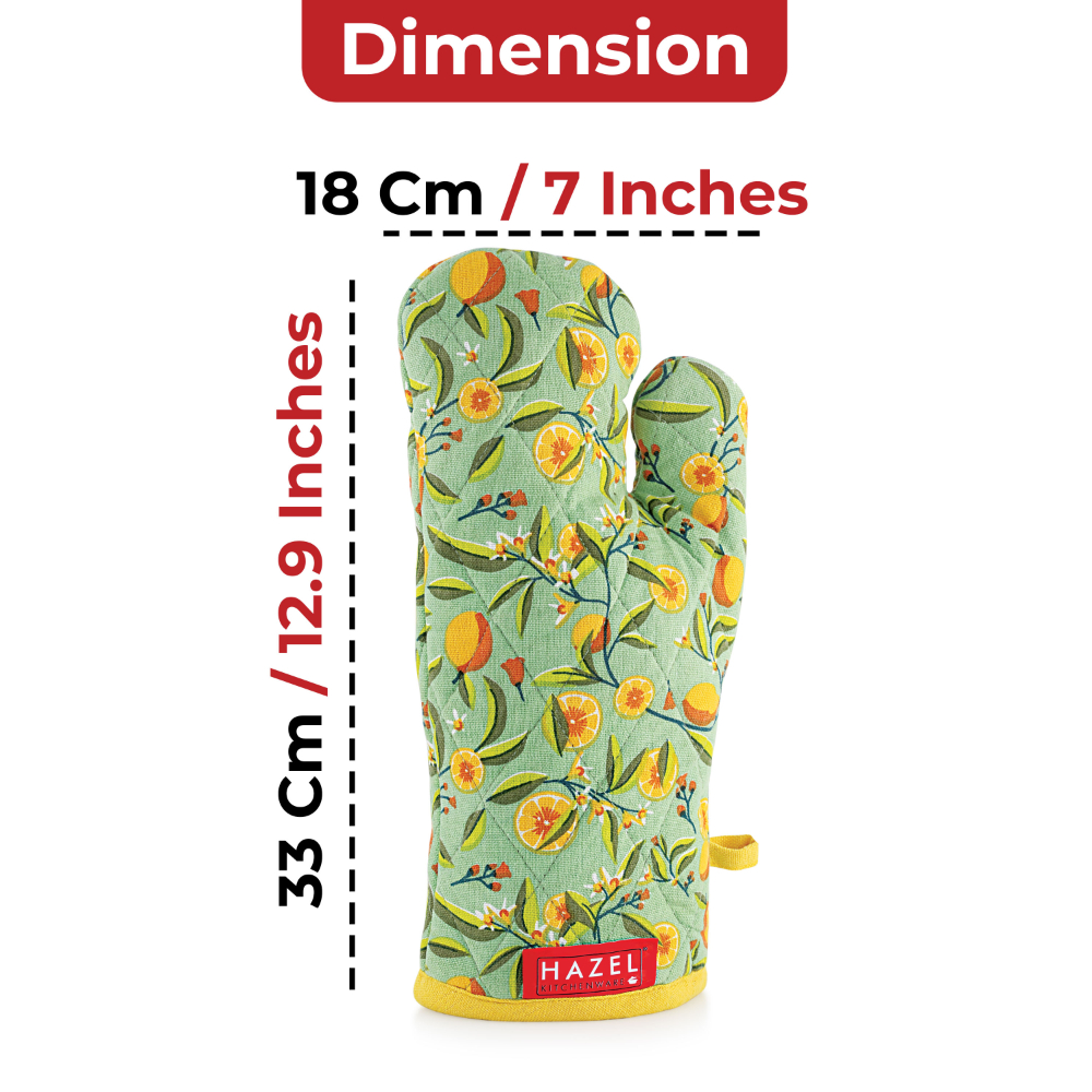 HAZEL Cotton Mitten Gloves for Kitchen | Heat Resistant Microwave & Oven Gloves | Baking, Cooking, Anti-Hot Protection - Set of 1