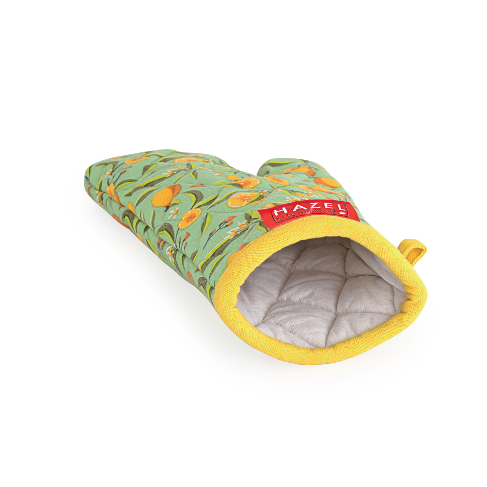 HAZEL Cotton Mitten Gloves for Kitchen | Heat Resistant Microwave & Oven Gloves | Baking, Cooking, Anti-Hot Protection - Set of 1