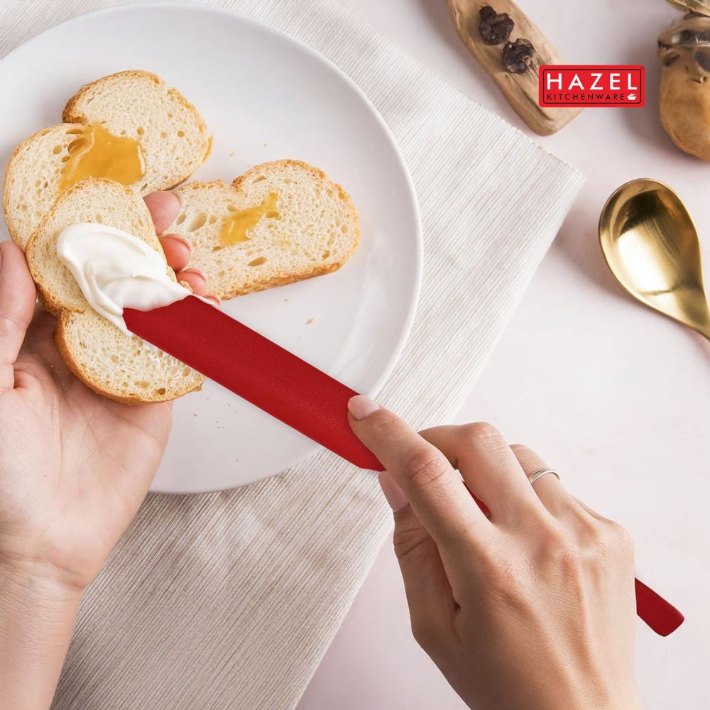 HAZEL Silicone Iicing Knife (Red)| Heat Resistant, Non-Stick & Flexible Spatula for Mixing, Scraping & Spreading Batter, Cream & Chocolate | Durable & Easy to Clean