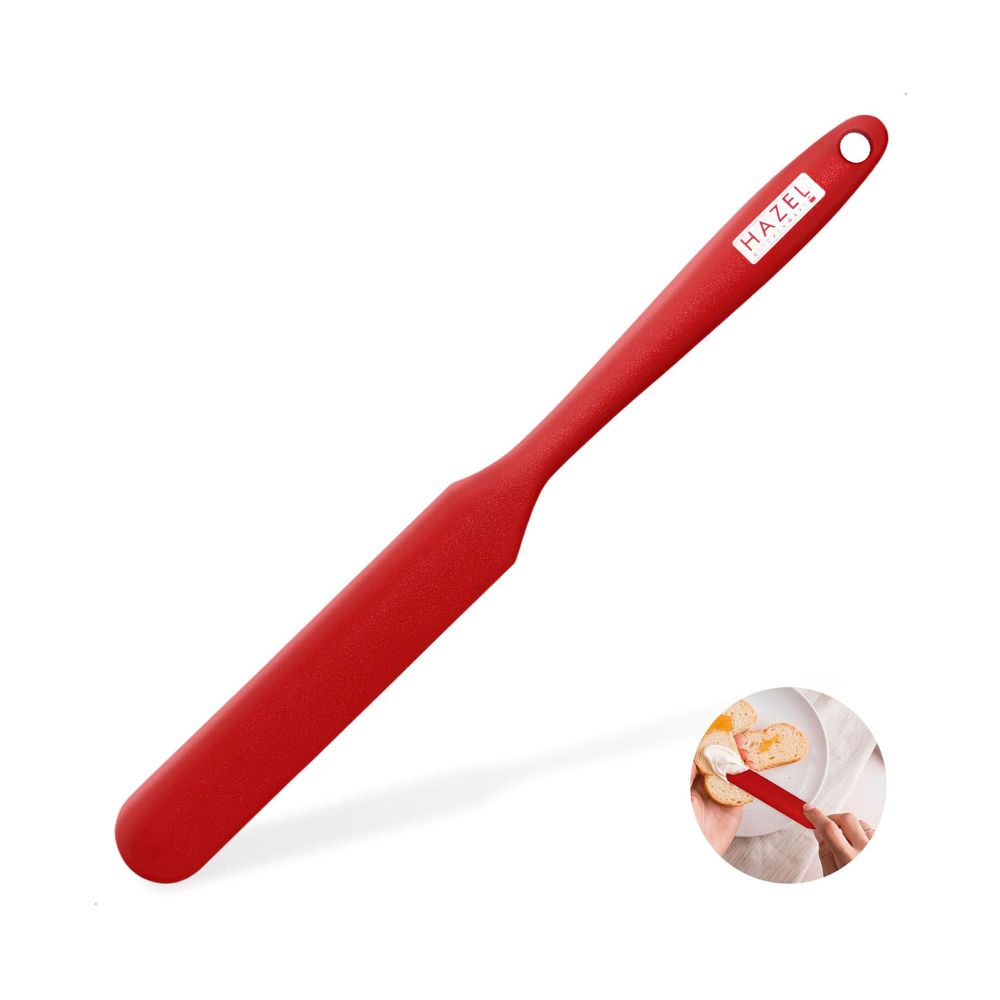 HAZEL Silicone Iicing Knife (Red)| Heat Resistant, Non-Stick & Flexible Spatula for Mixing, Scraping & Spreading Batter, Cream & Chocolate | Durable & Easy to Clean