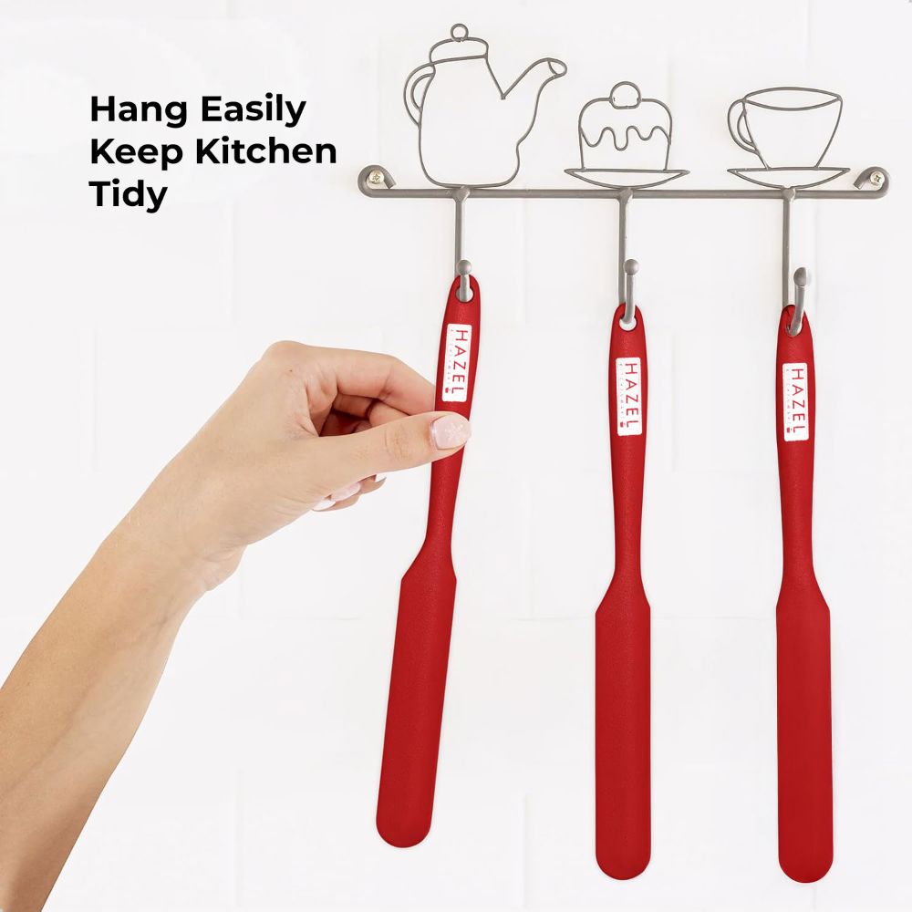 HAZEL Silicone Iicing Knife (Red)| Heat Resistant, Non-Stick & Flexible Spatula for Mixing, Scraping & Spreading Batter, Cream & Chocolate | Durable & Easy to Clean