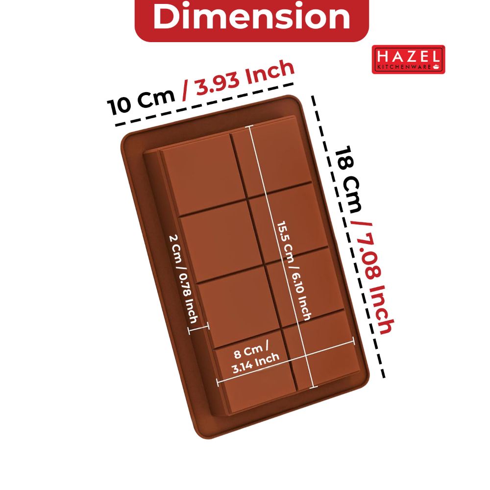 HAZEL Silicone Small Kunafa Chocolate Mould | Non-Stick & Flexible Bar Shape Mold for Homemade Chocolate, Jelly, Candy & Desserts | Oven & Freezer Safe (Brown)