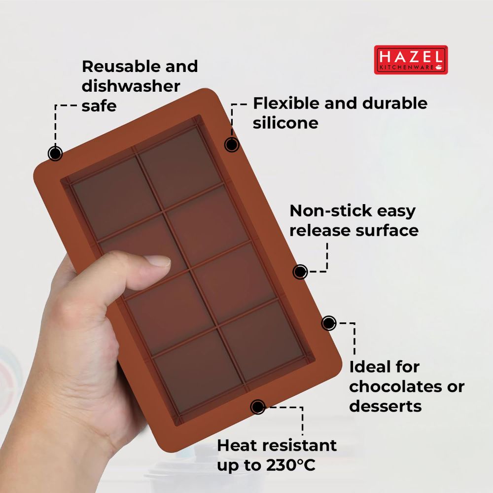 HAZEL Silicone Small Kunafa Chocolate Mould | Non-Stick & Flexible Bar Shape Mold for Homemade Chocolate, Jelly, Candy & Desserts | Oven & Freezer Safe (Brown)