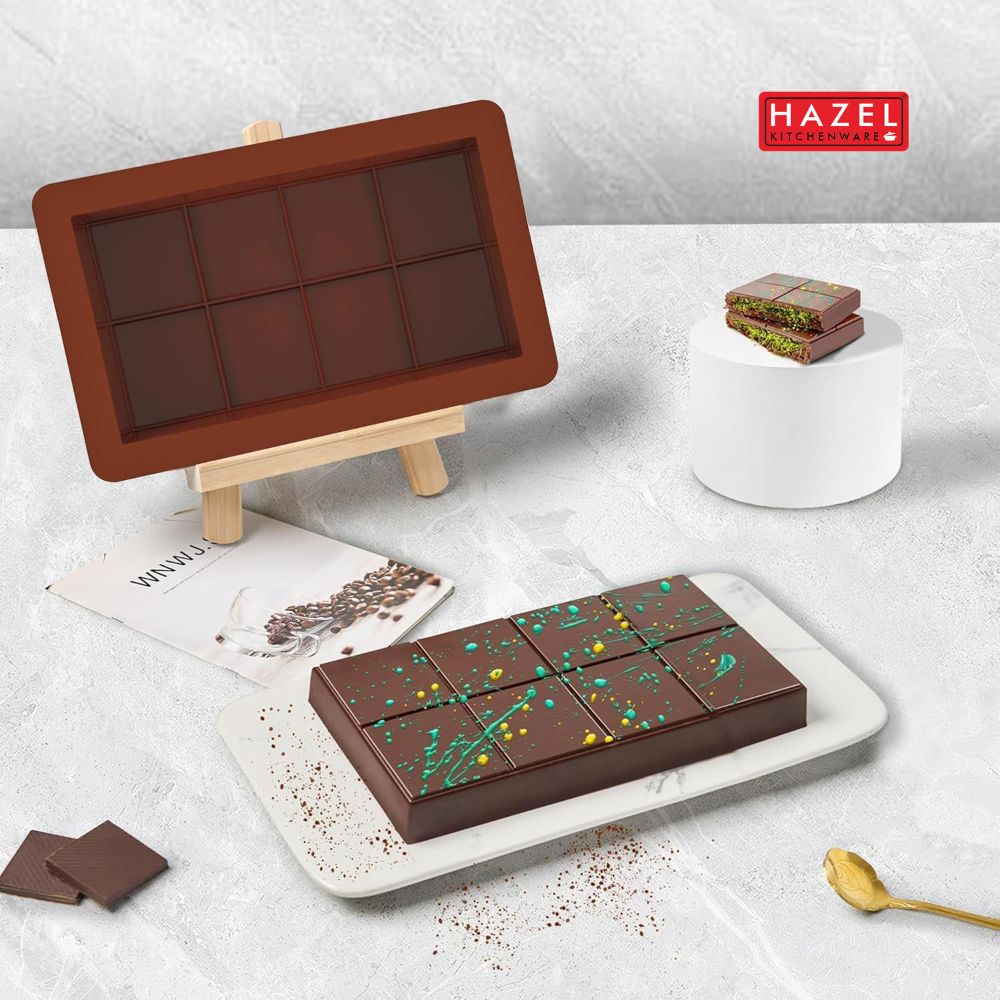 HAZEL Silicone Small Kunafa Chocolate Mould | Non-Stick & Flexible Bar Shape Mold for Homemade Chocolate, Jelly, Candy & Desserts | Oven & Freezer Safe (Brown)