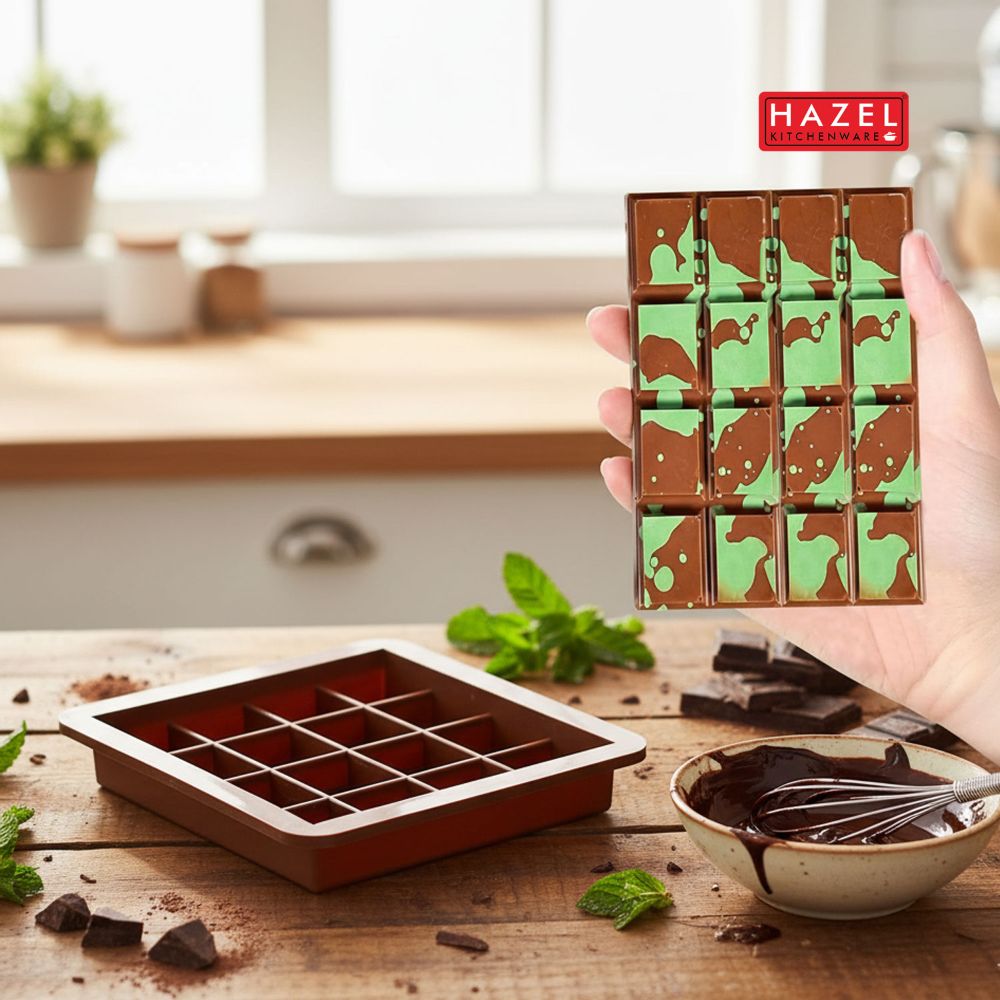 HAZEL Silicone Big Kunafa Chocolate Mould | Non-Stick & Flexible Large Bar Shape Mold for Homemade Chocolate, Jelly, Candy & Desserts | Oven & Freezer Safe (Brown)